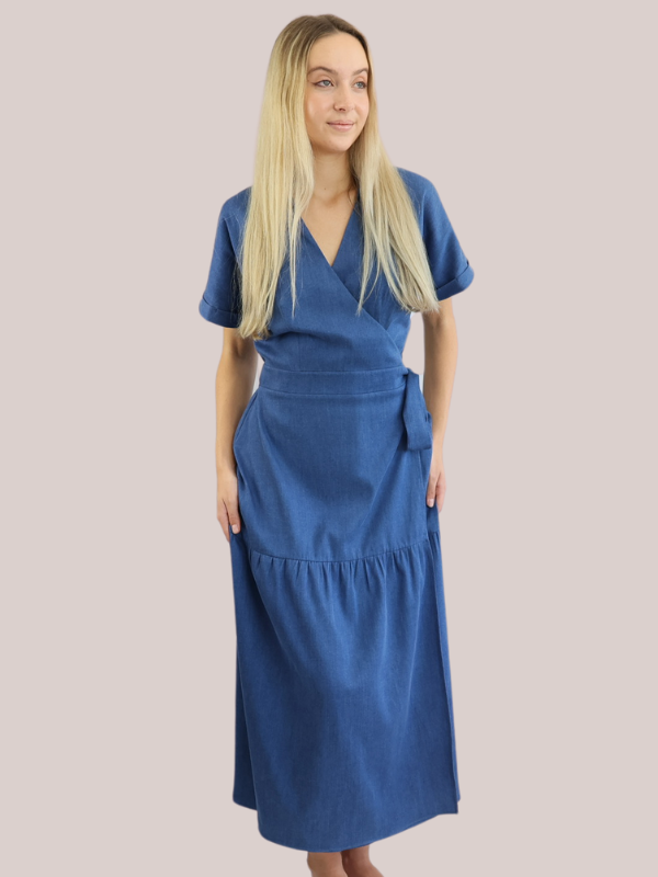 Tencel denim Wrap Front Dress