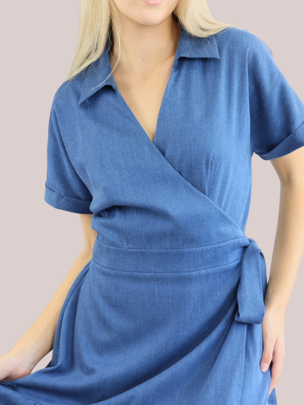 Tencel denim Wrap Front Dress