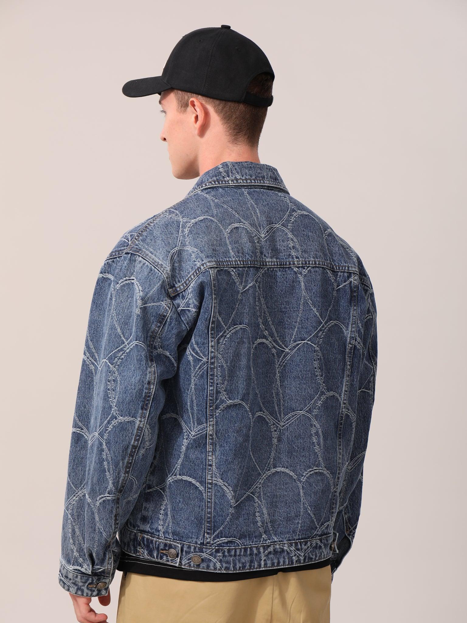 Claybourn Washed Pattern Denim Jacket - Claybourn - Est.1910 | Premium,Timeless & Ethical Fashion