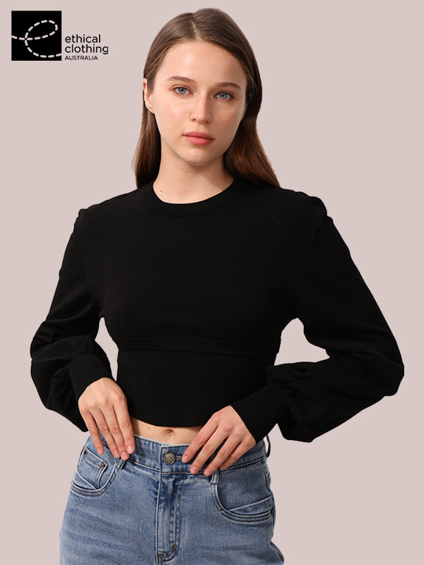 Knitted Long Sleeve Cropped Top