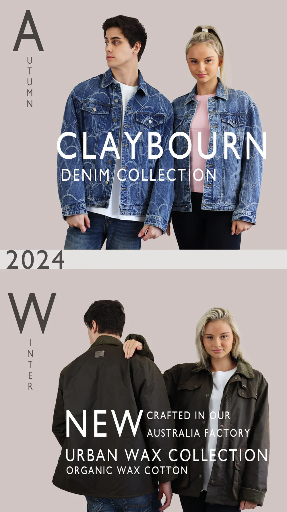 A photo of Claybourn apparel collection for winter and autumn.