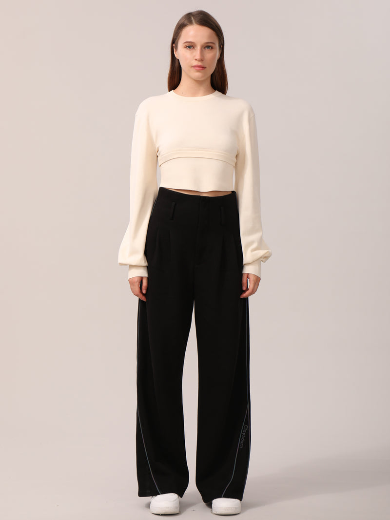 Knitted Long Sleeve Cropped Top
