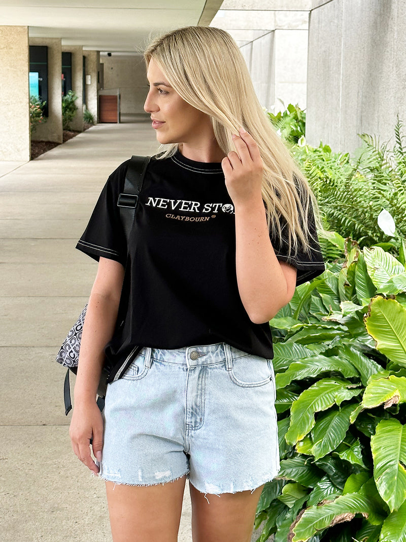 Never Stop Contrast Stitch T-Shirt