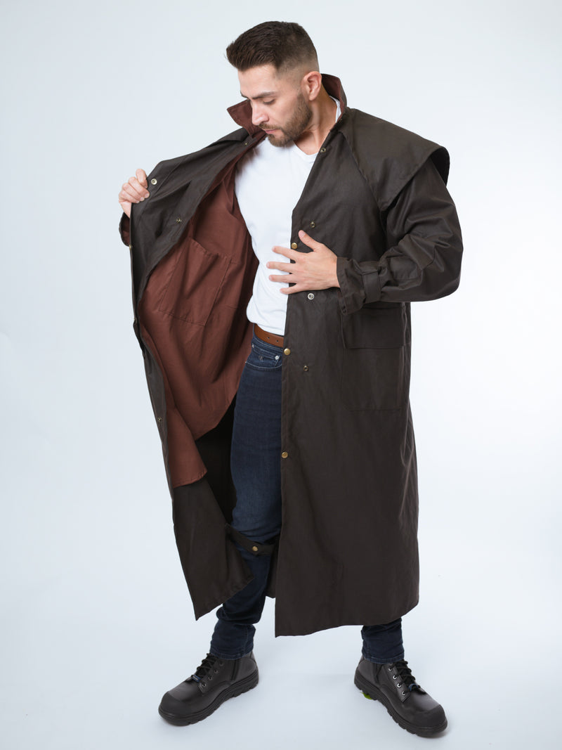 Unisex Full-length Oilskin Riding Coat with Hood