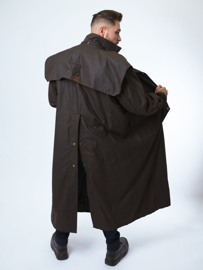 Unisex Full-length Oilskin Riding Coat with Hood